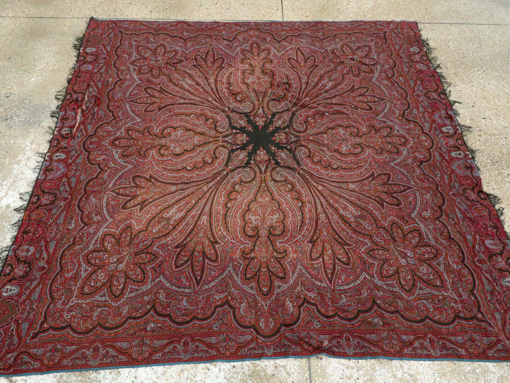 Vintage Jacquard Indian Textile Shawl, No.9021 - Staging