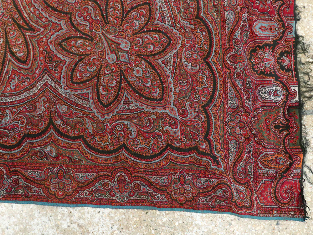 Vintage Jacquard Indian Textile Shawl, No.9021 - Staging