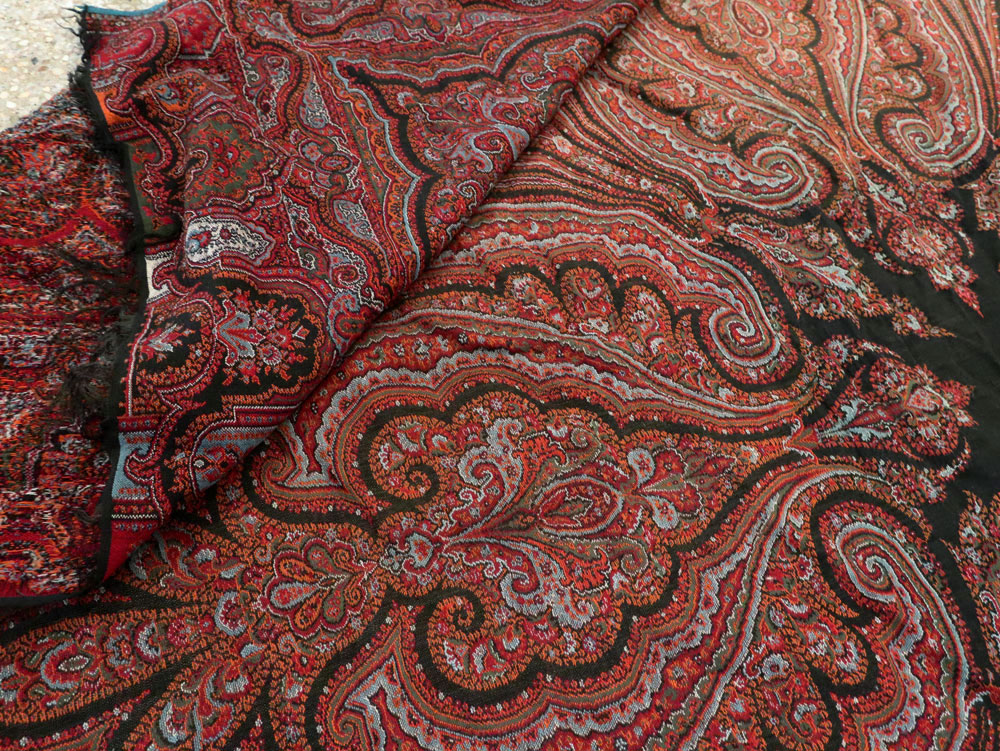 Vintage Jacquard Indian Textile Shawl, No.9021 - Staging