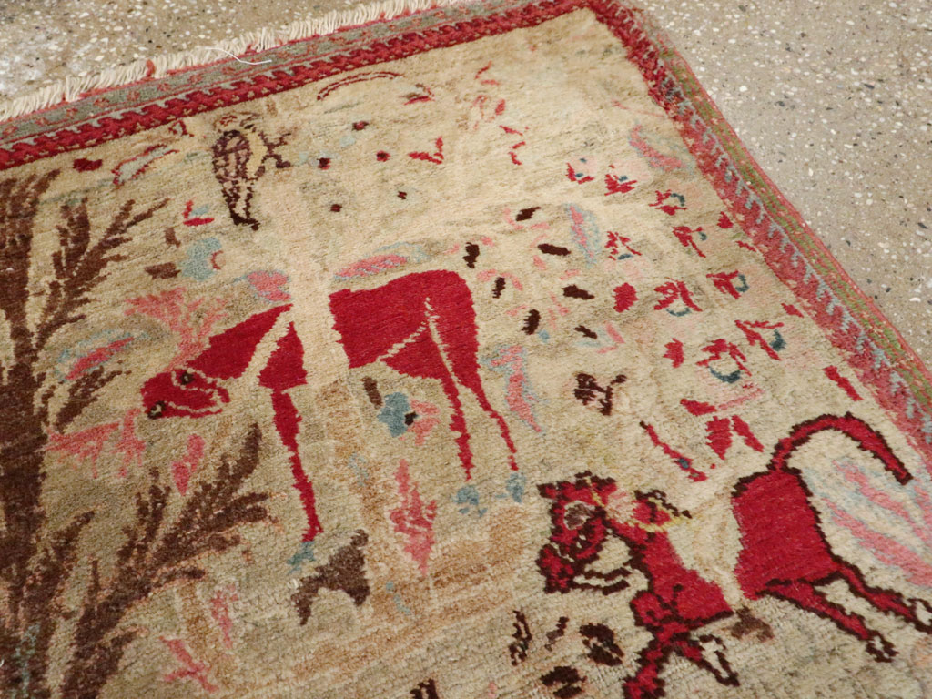 Vintage Persian Tabriz Pictorial Rug, No.9057 - Staging