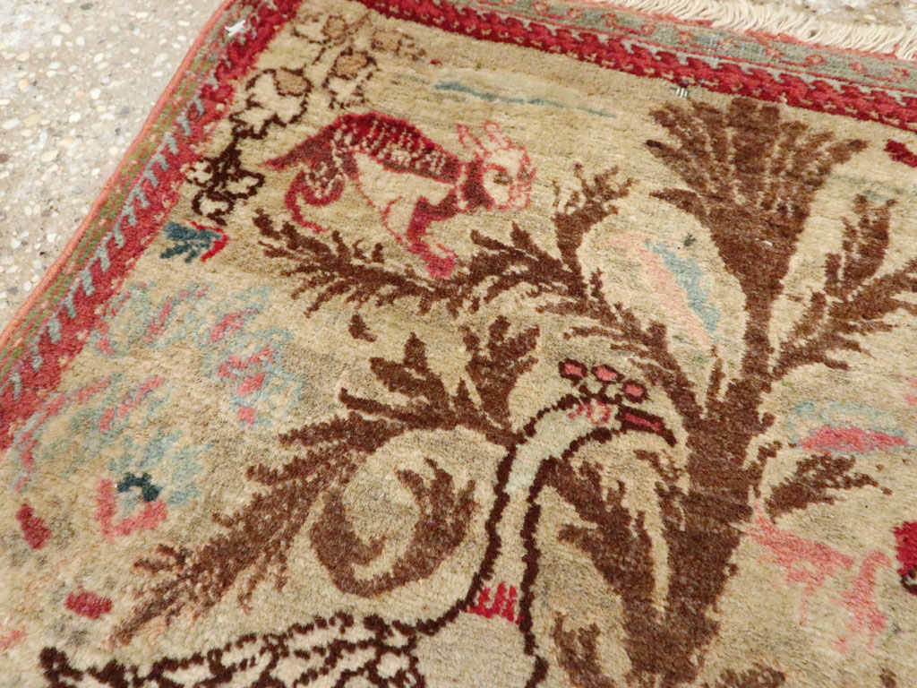 Vintage Persian Tabriz Pictorial Rug, No.9057 - Staging