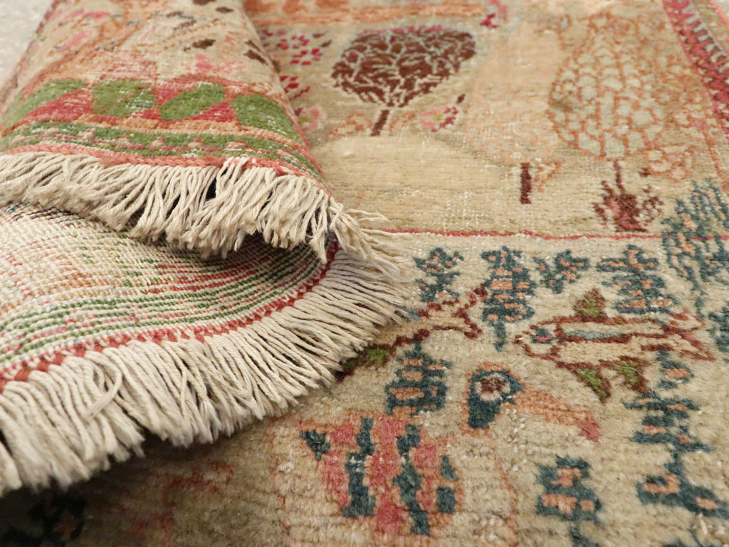 Vintage Persian Tabriz Pictorial Rug, No.9057 - Staging