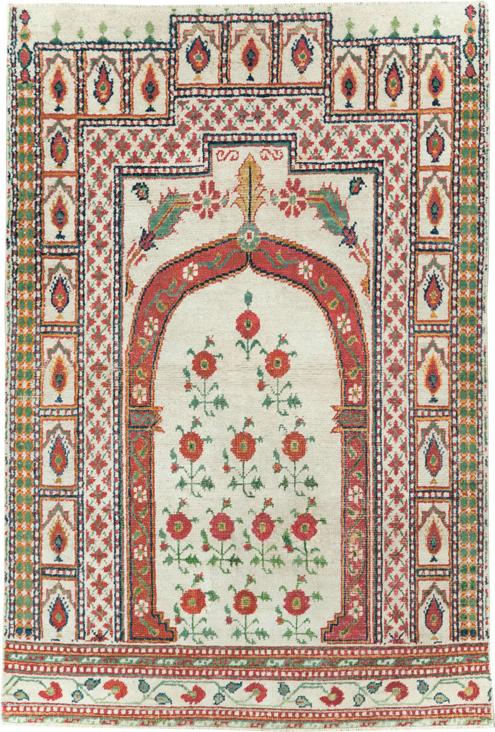 Vintage Indian Cotton Agra Carpet, No.9058 - Staging