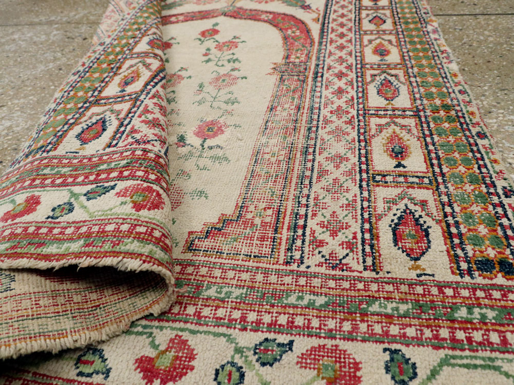 Vintage Indian Cotton Agra Carpet, No.9058 - Staging