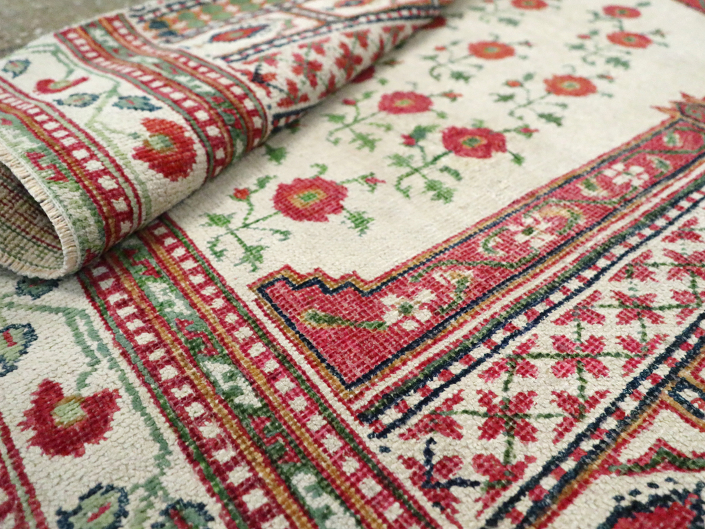 Vintage Indian Cotton Agra Carpet, No.9058 - Staging