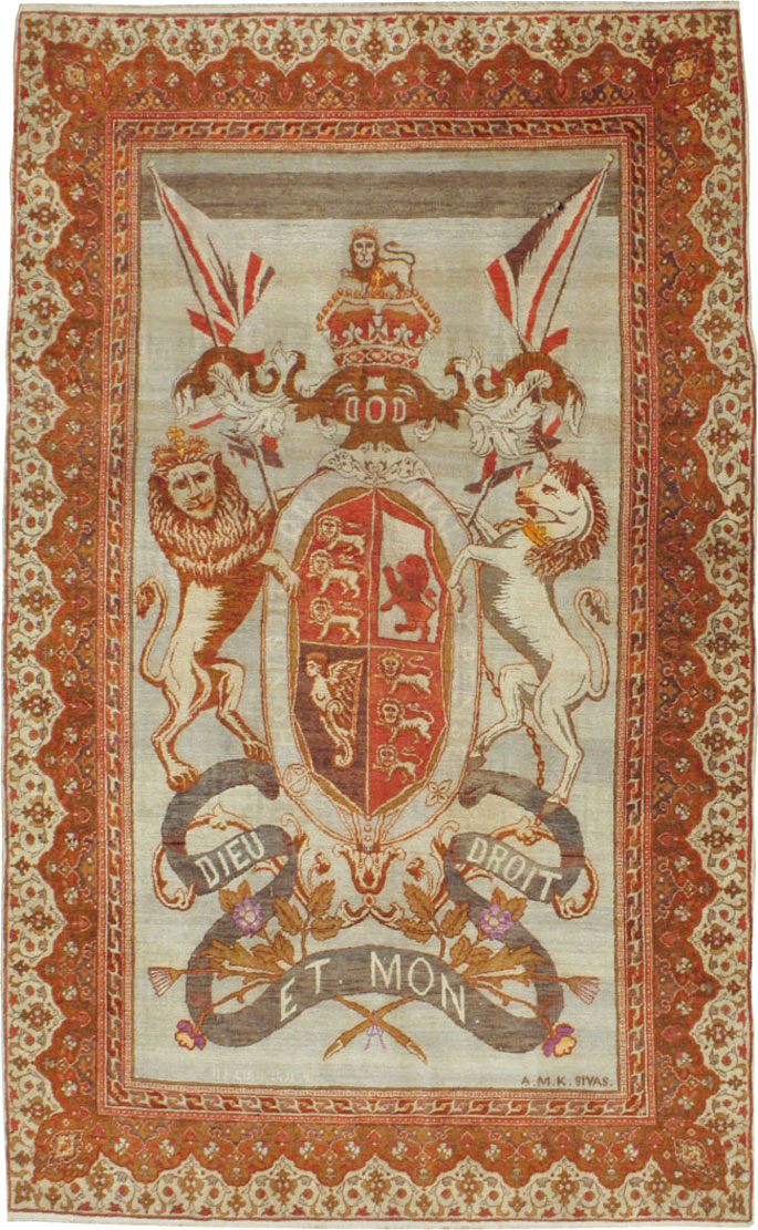 Vintage Turkish Sivas Pictorial Carpet, No.9059 - Staging