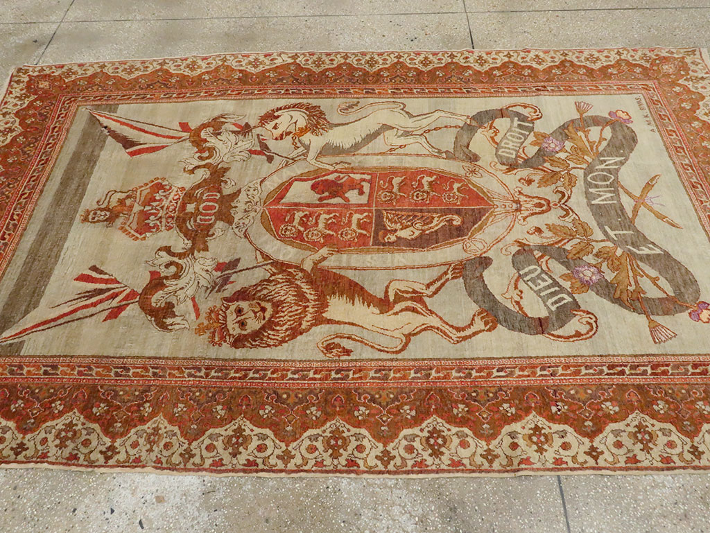 Vintage Turkish Sivas Pictorial Carpet, No.9059 - Staging