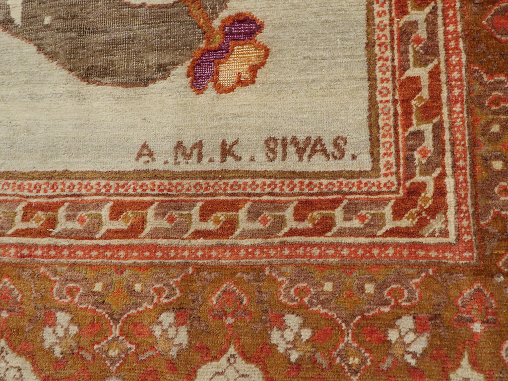 Vintage Turkish Sivas Pictorial Carpet, No.9059 - Staging