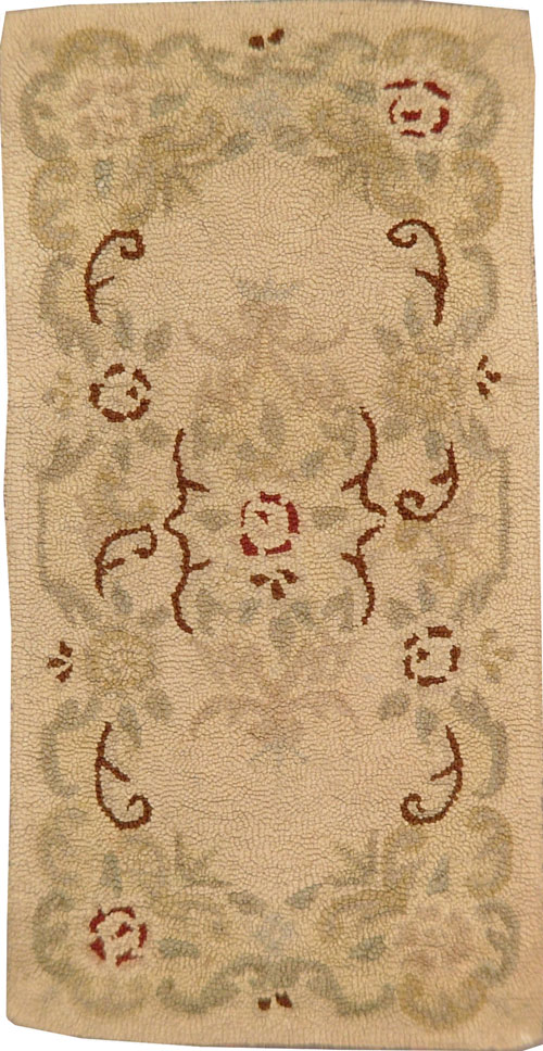 Vintage American Hooked Throw Rug, No.9066 - Staging