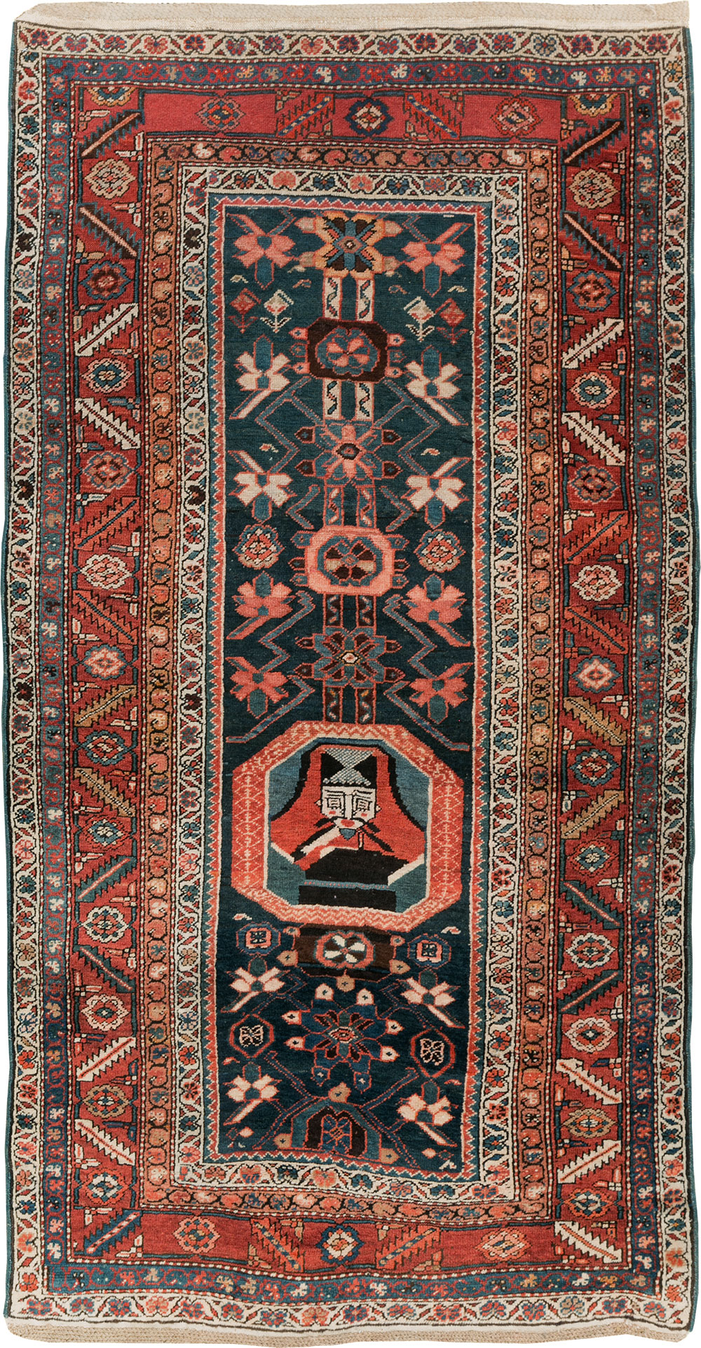 Antique Persian Bakshaish Pictorial Rug, No.9079 - Staging