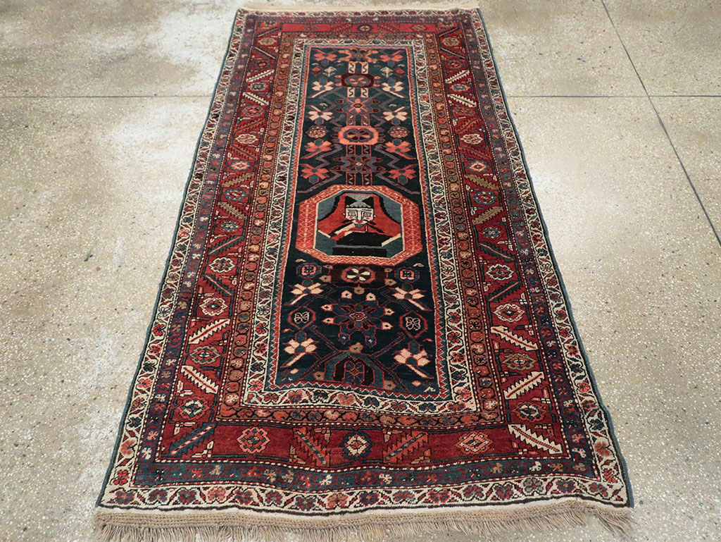 Antique Persian Bakshaish Pictorial Rug, No.9079 - Staging