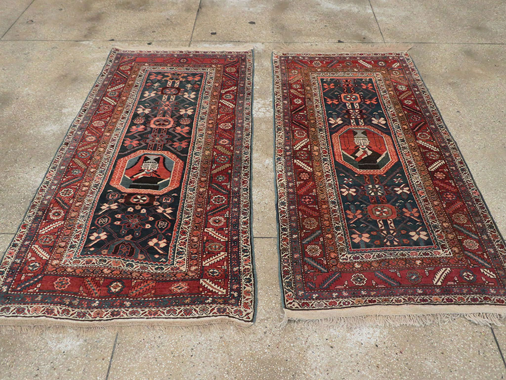 Antique Persian Bakshaish Pictorial Rug, No.9079 - Staging