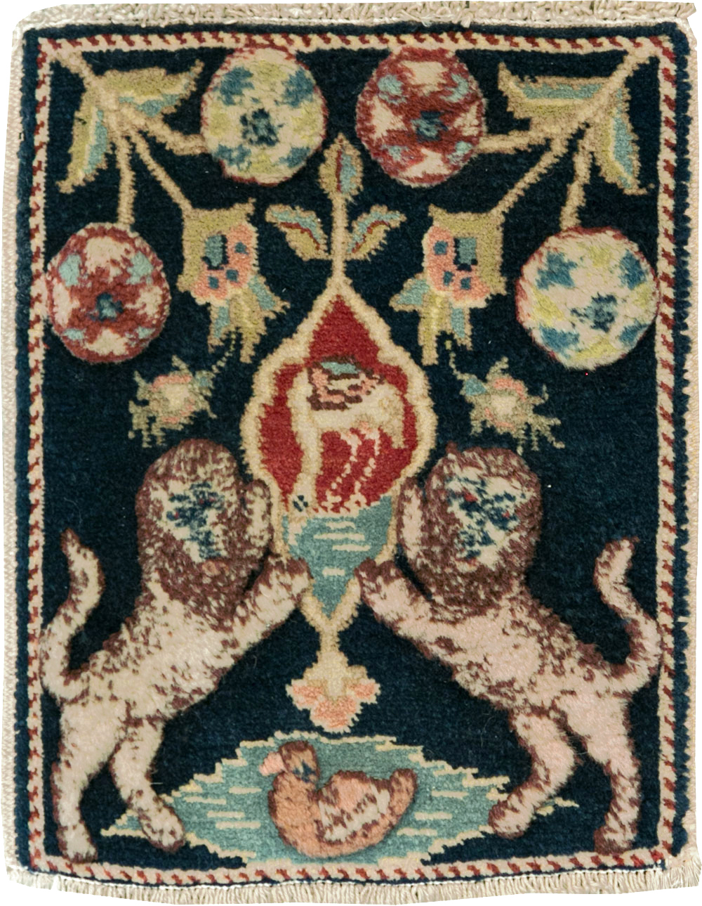 Vintage Persian Souf Tabriz Pictorial Rug (Pair: 1 of 2), No.9080 - Staging