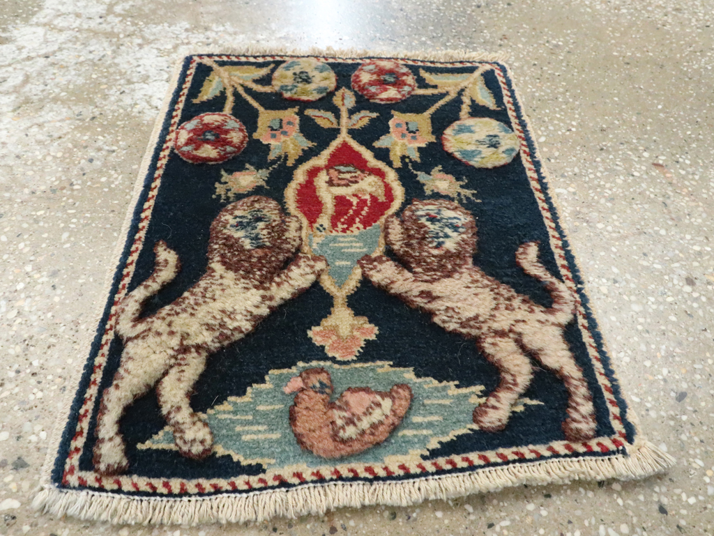 Vintage Persian Souf Tabriz Pictorial Rug (Pair: 1 of 2), No.9080 - Staging