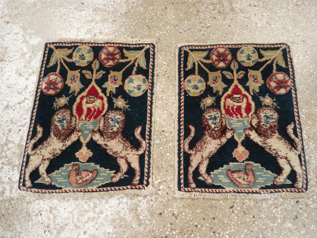 Vintage Persian Souf Tabriz Pictorial Rug (Pair: 1 of 2), No.9080 - Staging
