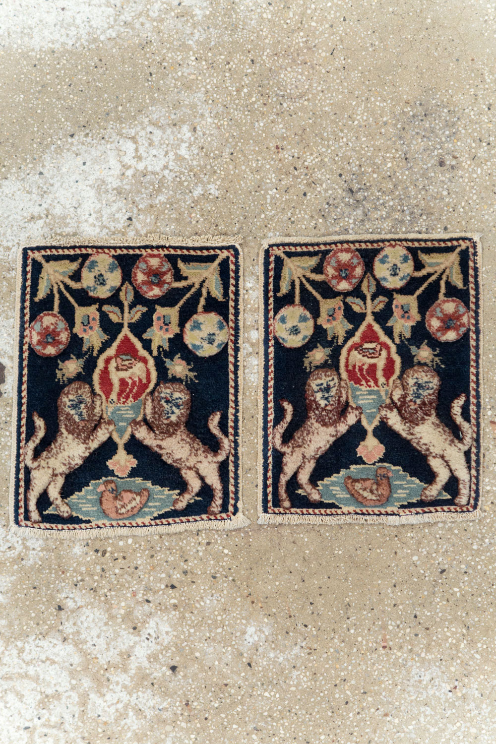 Vintage Persian Souf Tabriz Pictorial Rug (Pair: 1 of 2), No.9080 - Staging