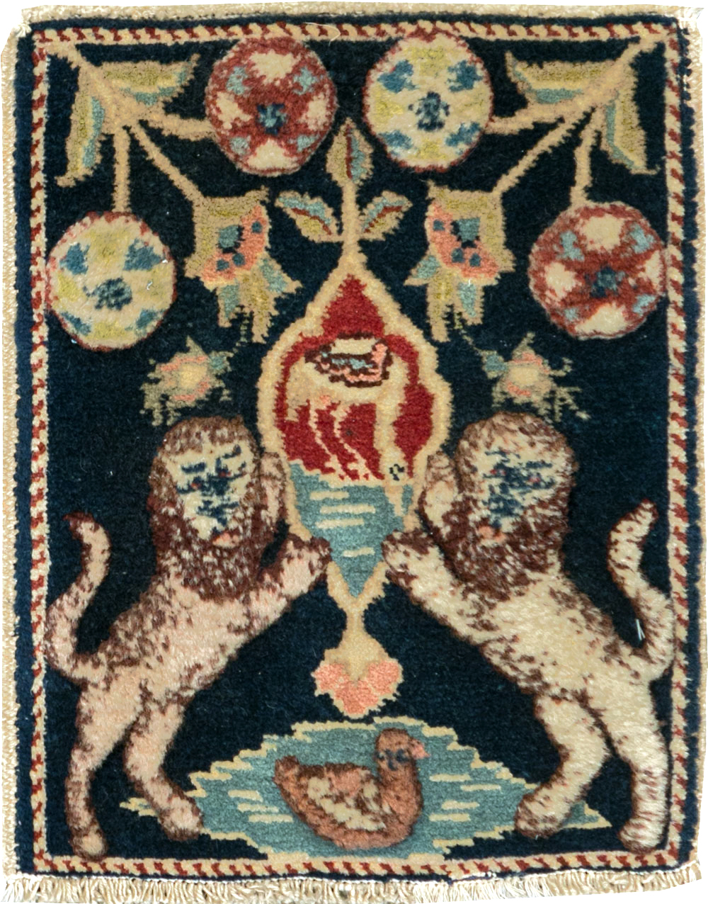 Vintage Persian Souf Tabriz Pictorial Rug (Pair: 2 of 2), No.9081 - Staging