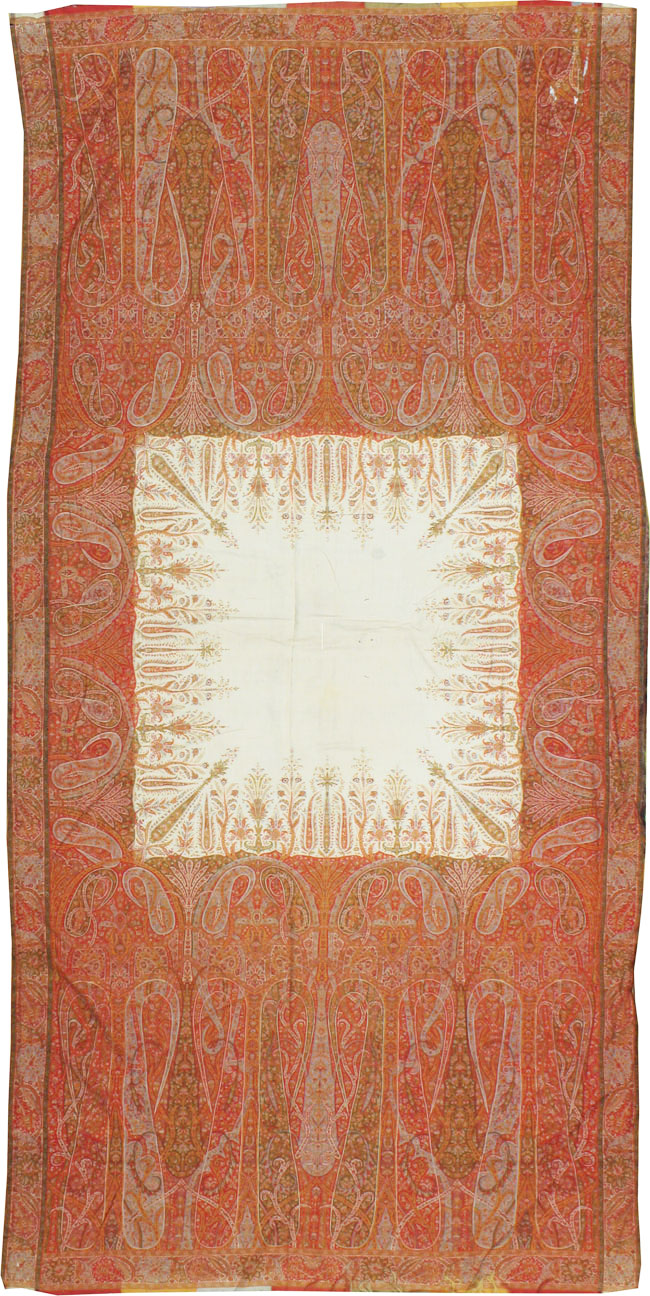 Vintage Jacquard Indian Textile Shawl	, No.9085 - Staging
