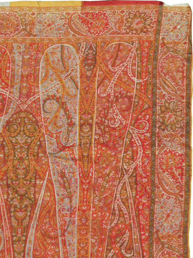 Vintage Jacquard Indian Textile Shawl	, No.9085 - Staging