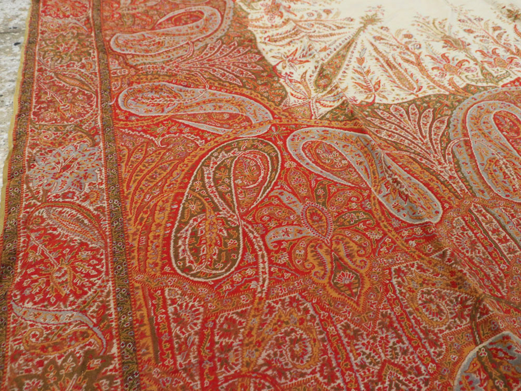 Vintage Jacquard Indian Textile Shawl	, No.9085 - Staging