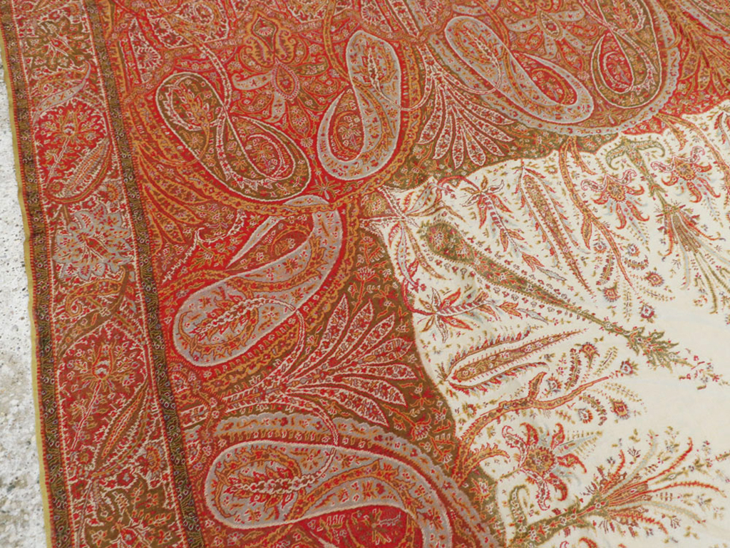 Vintage Jacquard Indian Textile Shawl	, No.9085 - Staging
