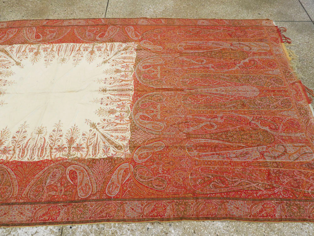 Vintage Jacquard Indian Textile Shawl	, No.9085 - Staging