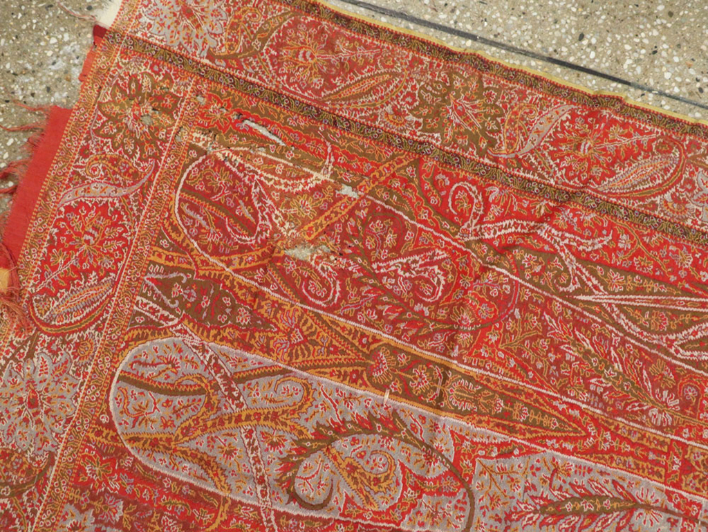 Vintage Jacquard Indian Textile Shawl	, No.9085 - Staging