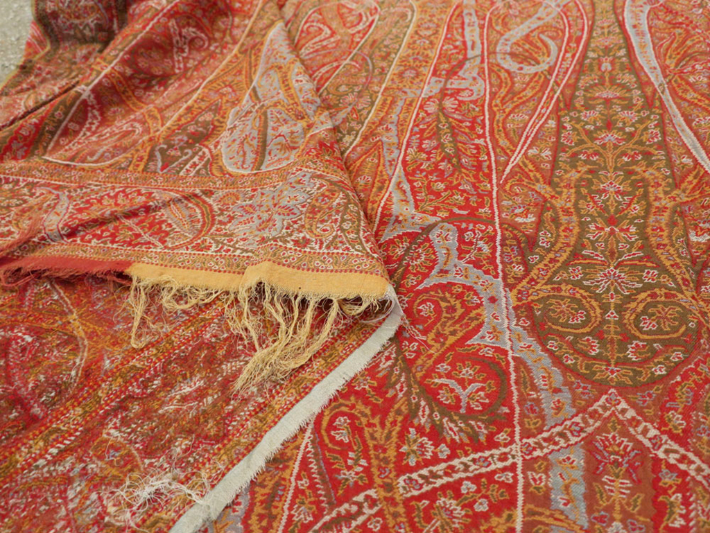 Vintage Jacquard Indian Textile Shawl	, No.9085 - Staging