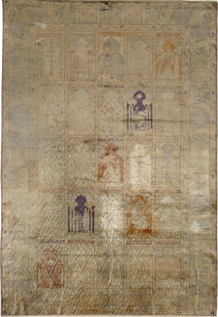 Vintage Turkish Kayseri Silk Rug, No.9095 - Staging