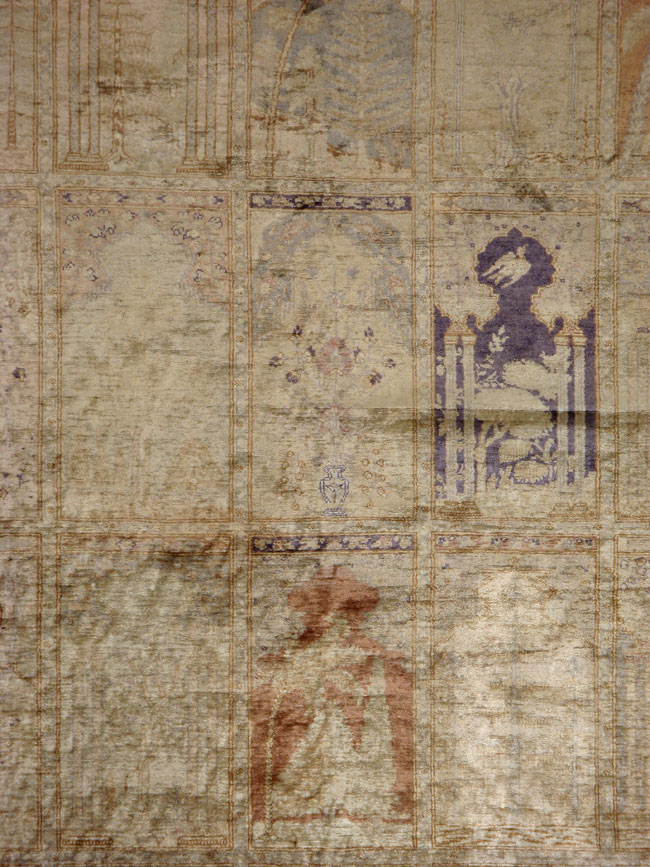 Vintage Turkish Kayseri Silk Rug, No.9095 - Staging