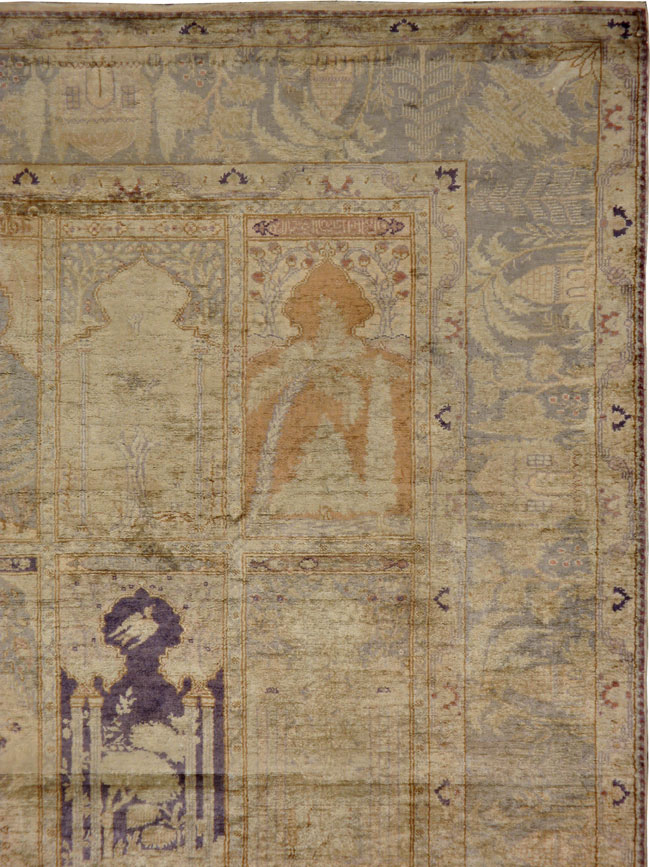 Vintage Turkish Kayseri Silk Rug, No.9095 - Staging