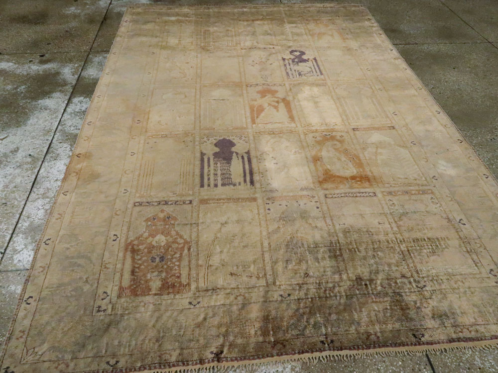 Vintage Turkish Kayseri Silk Rug, No.9095 - Staging