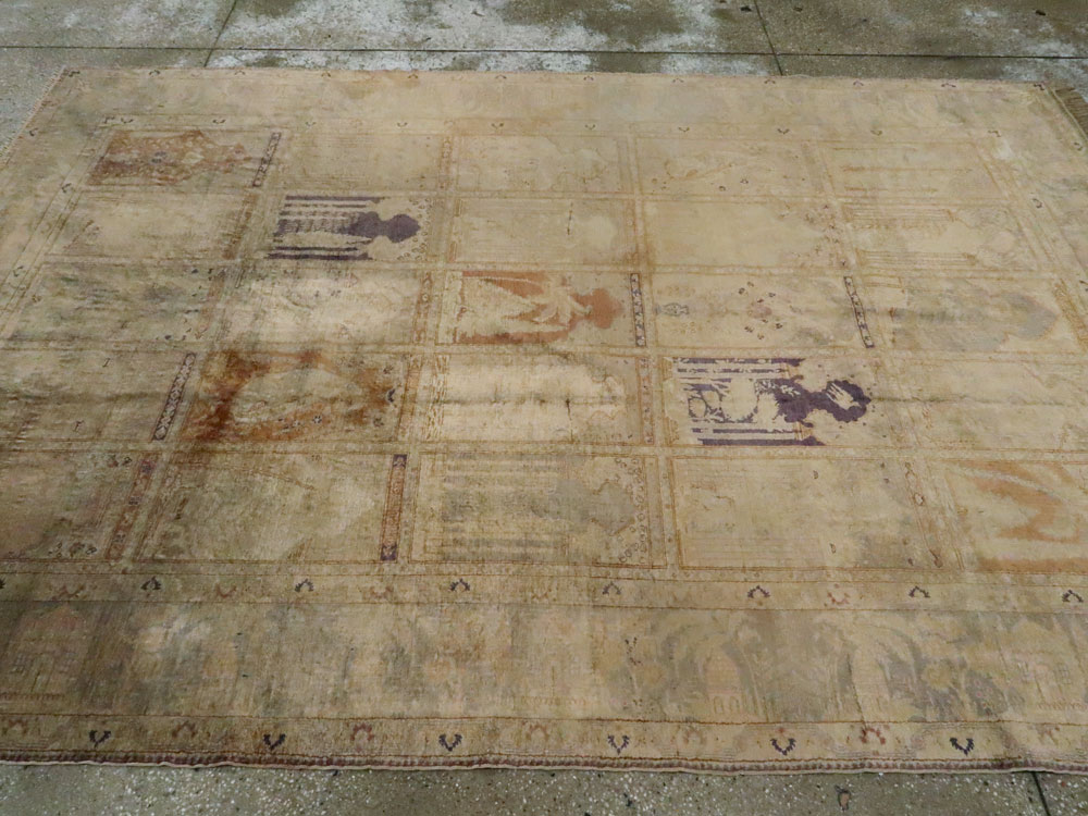 Vintage Turkish Kayseri Silk Rug, No.9095 - Staging