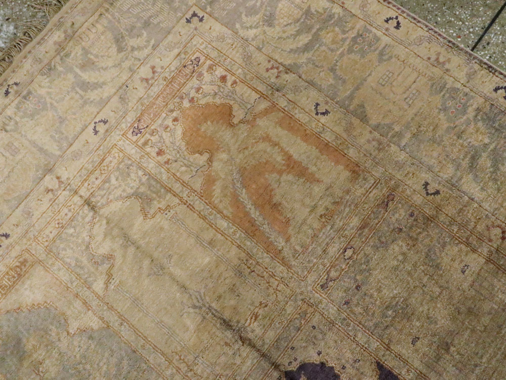 Vintage Turkish Kayseri Silk Rug, No.9095 - Staging