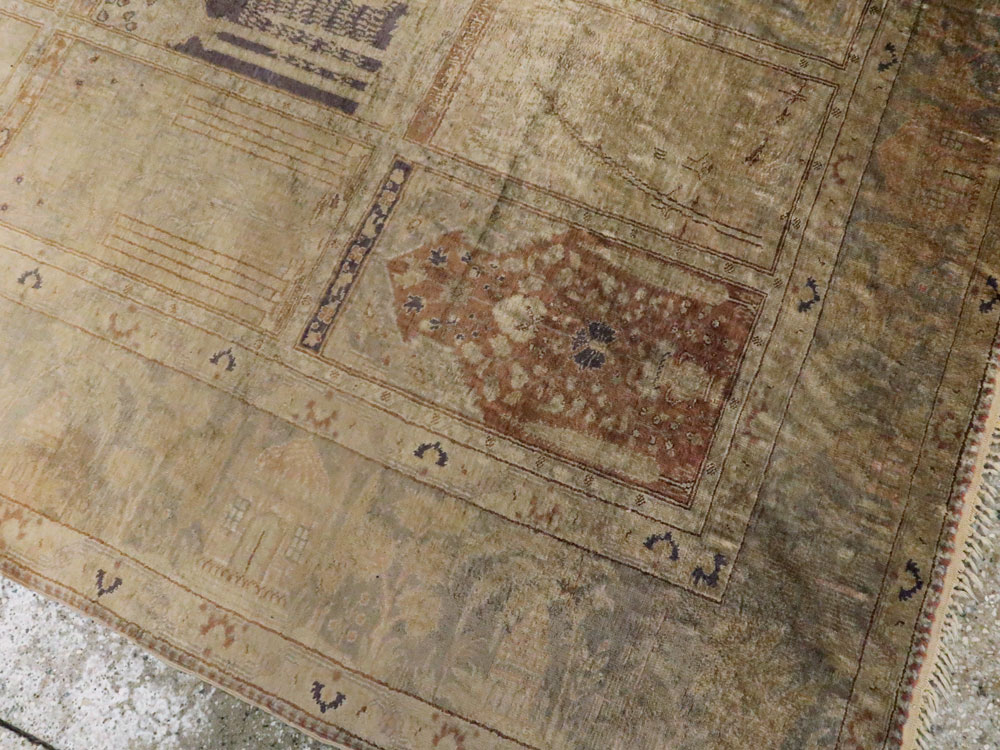 Vintage Turkish Kayseri Silk Rug, No.9095 - Staging