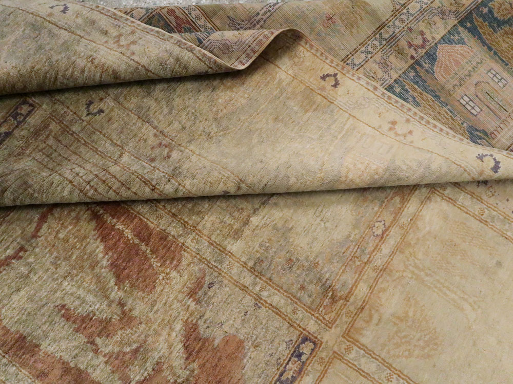 Vintage Turkish Kayseri Silk Rug, No.9095 - Staging