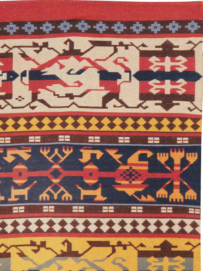 Vintage European Kilim Gallery Carpet, No.9108 - Staging