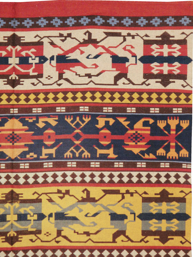 Vintage European Kilim Gallery Carpet, No.9108 - Staging