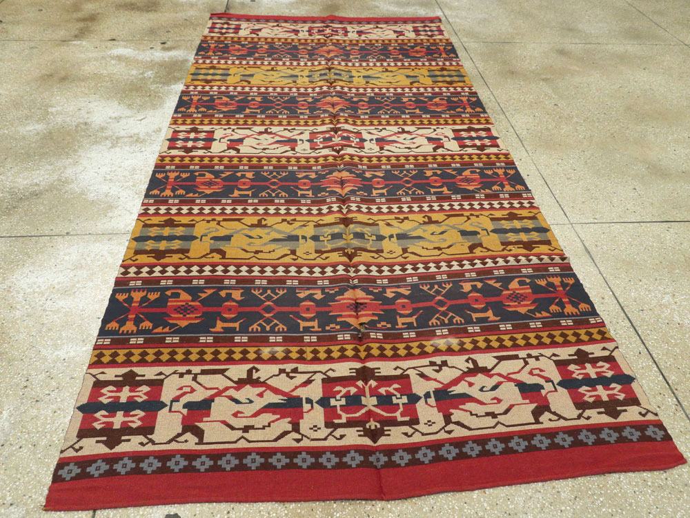 Vintage European Kilim Gallery Carpet, No.9108 - Staging