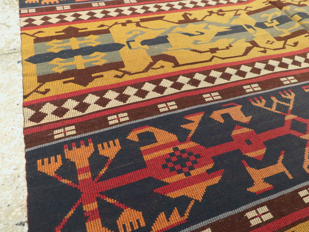Vintage European Kilim Gallery Carpet, No.9108 - Staging