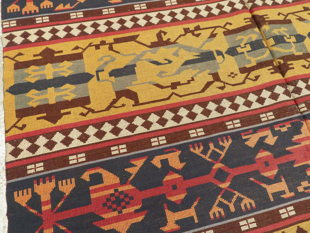 Vintage European Kilim Gallery Carpet, No.9108 - Staging
