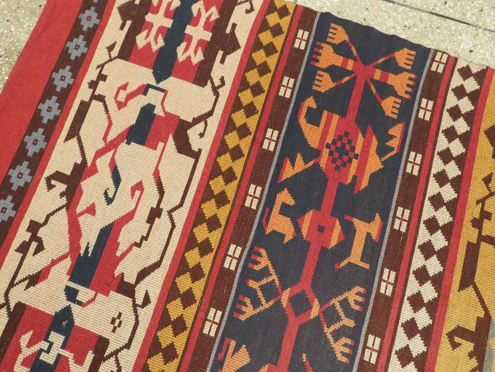 Vintage European Kilim Gallery Carpet, No.9108 - Staging