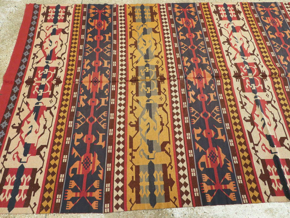 Vintage European Kilim Gallery Carpet, No.9108 - Staging
