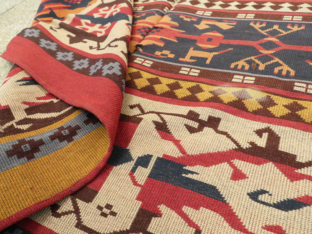 Vintage European Kilim Gallery Carpet, No.9108 - Staging