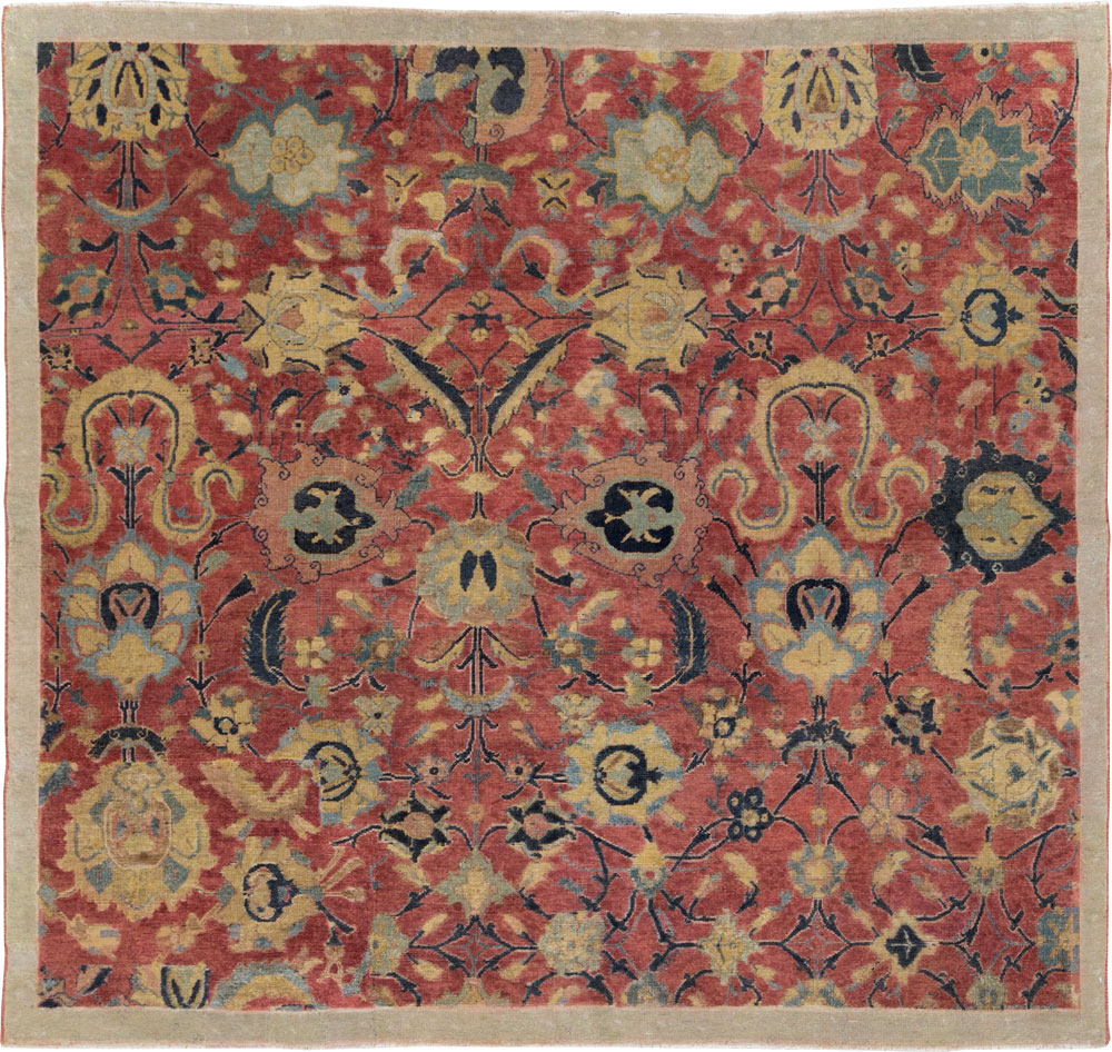 Antique Persian Isfahan Rug, No.9112 - Staging
