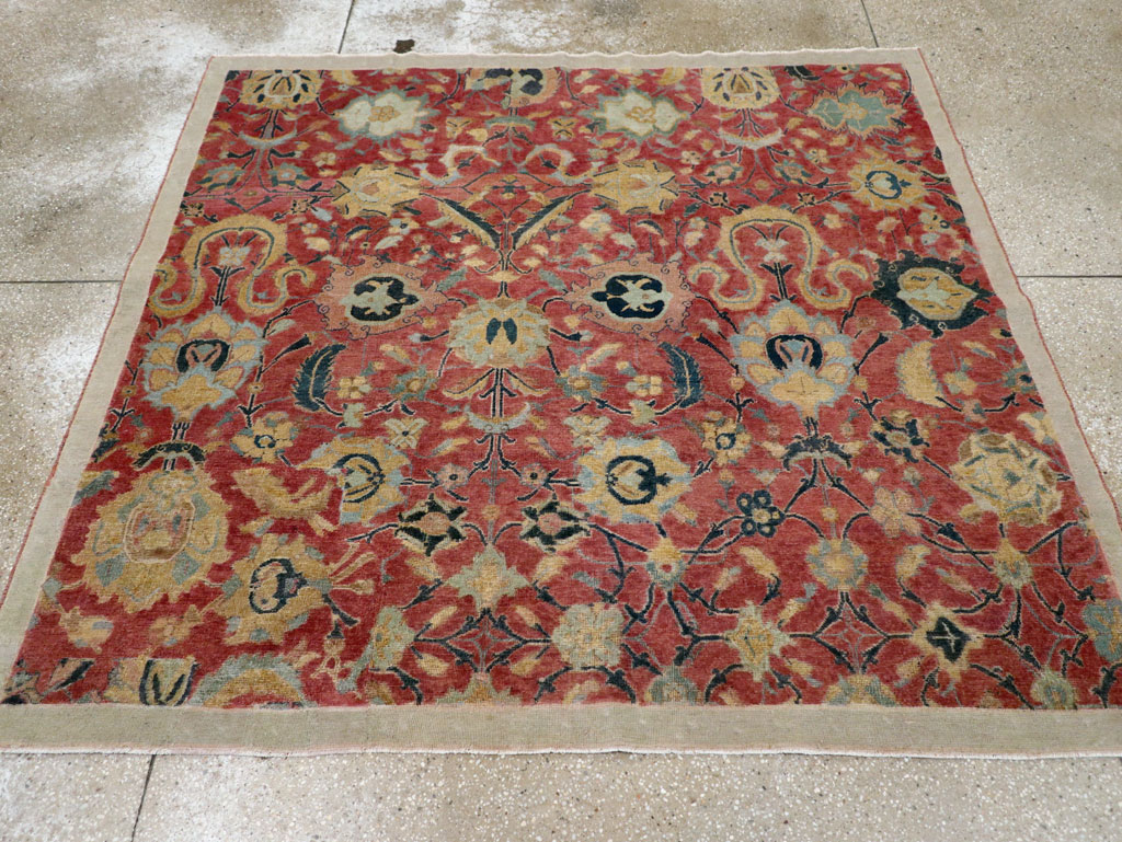 Antique Persian Isfahan Rug, No.9112 - Staging