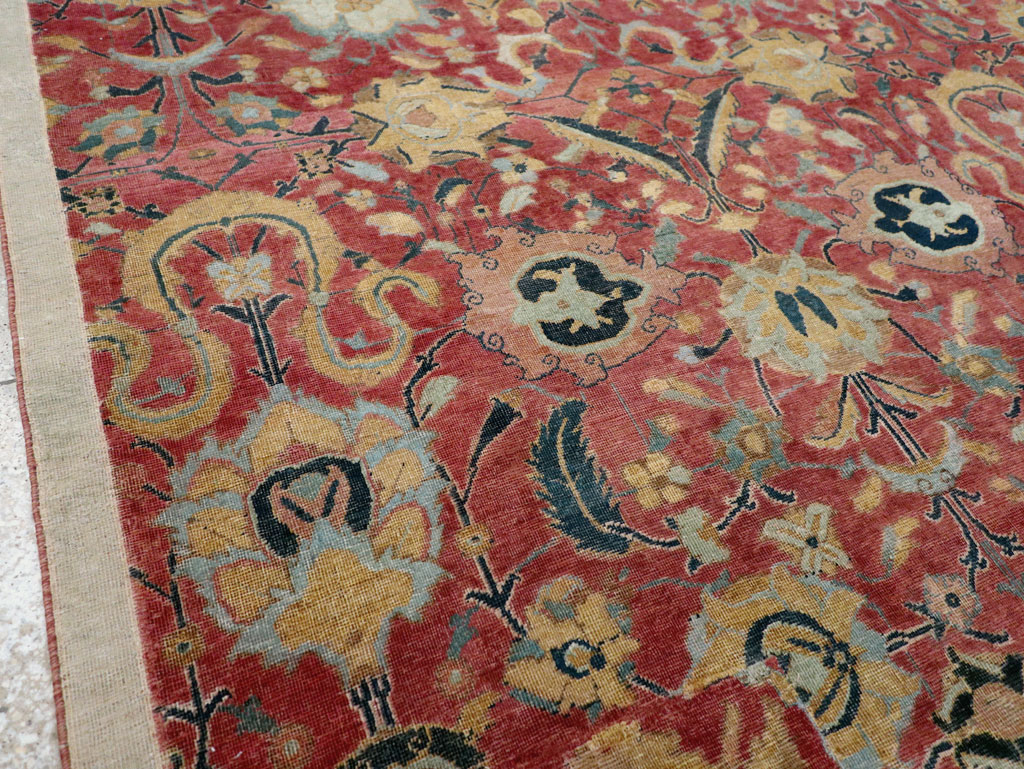 Antique Persian Isfahan Rug, No.9112 - Staging