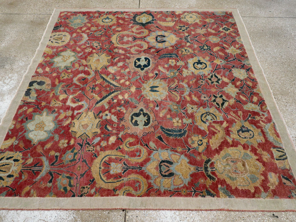Antique Persian Isfahan Rug, No.9112 - Staging