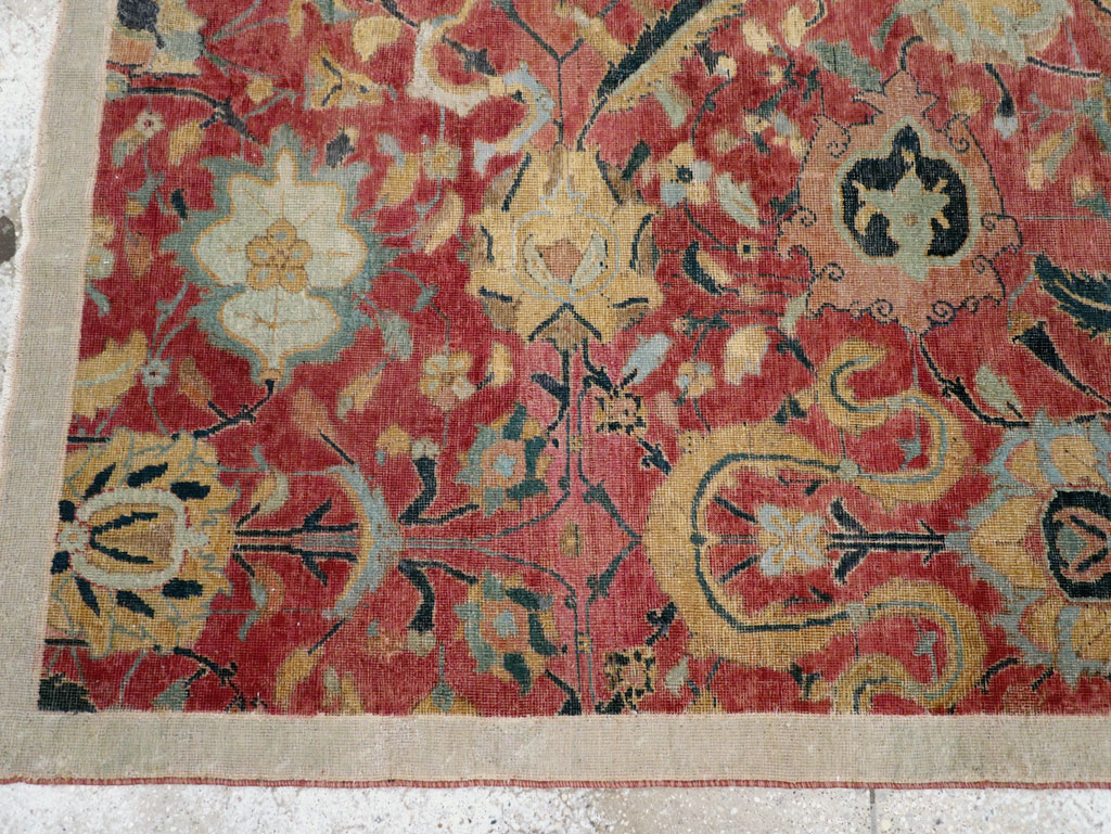 Antique Persian Isfahan Rug, No.9112 - Staging
