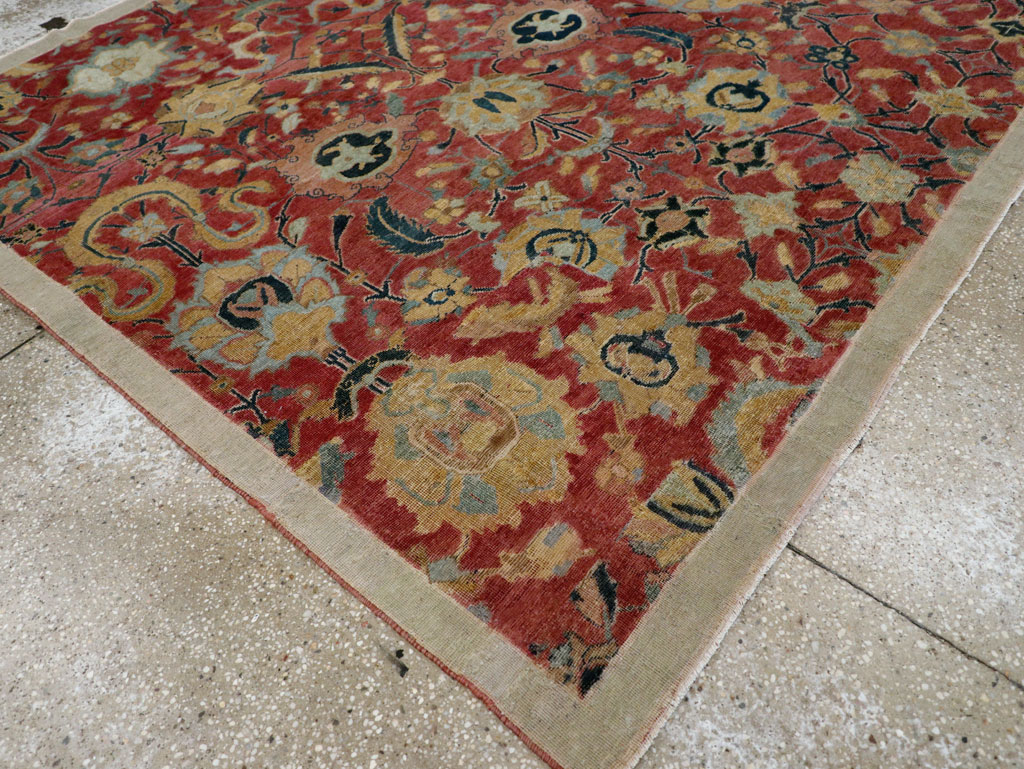 Antique Persian Isfahan Rug, No.9112 - Staging